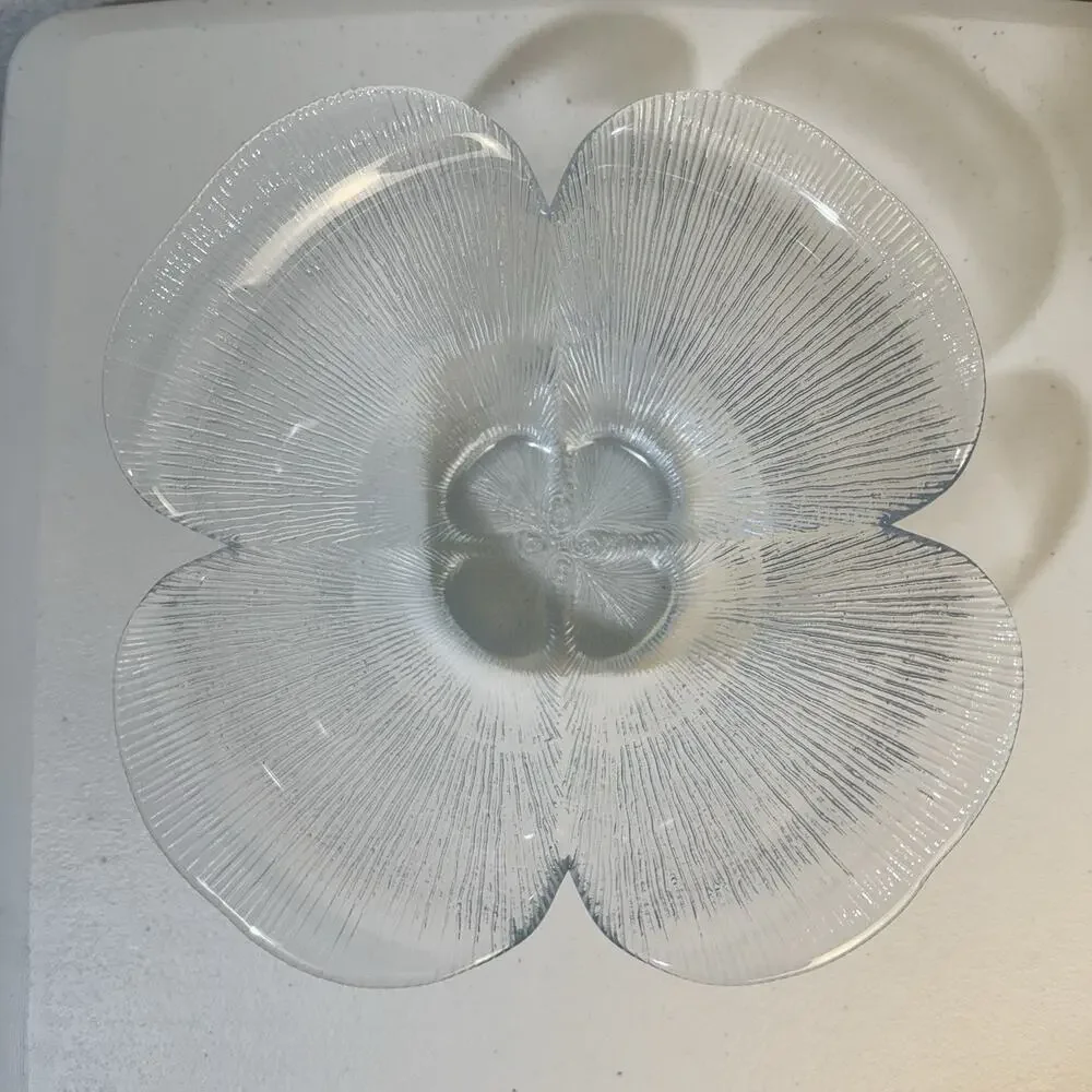 Holmegaard Garni Bowl Flower Petal Clear Glass Danish Serving Dish Copenhagen